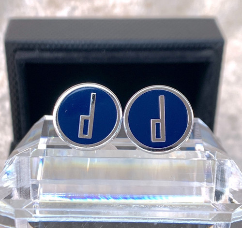 Dunhill cufflinks round navy - cufflinks,