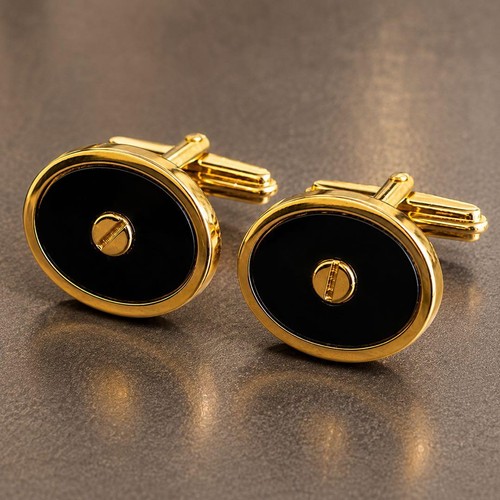Dunhill cufflinks gold black - cufflinks,