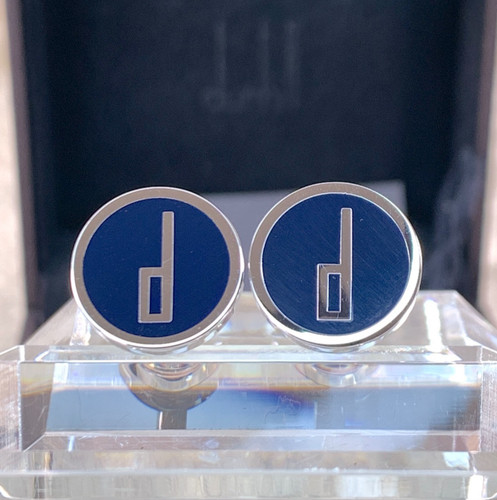 Dunhill cufflinks round navy - dunhill,