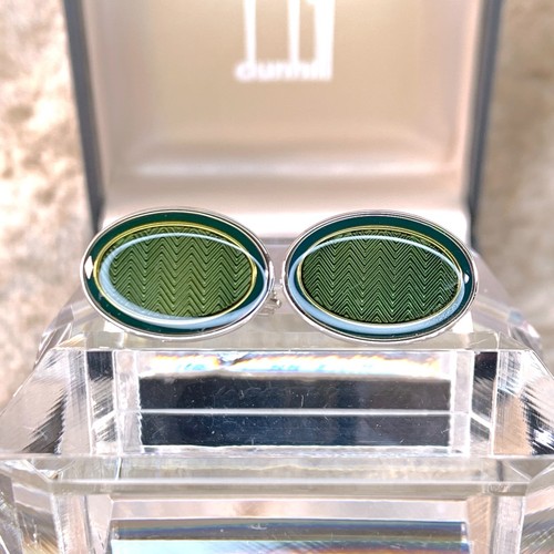 Dunhill oval cufflinks green - oval,