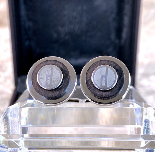 Dunhill wood cufflinks round - wood,